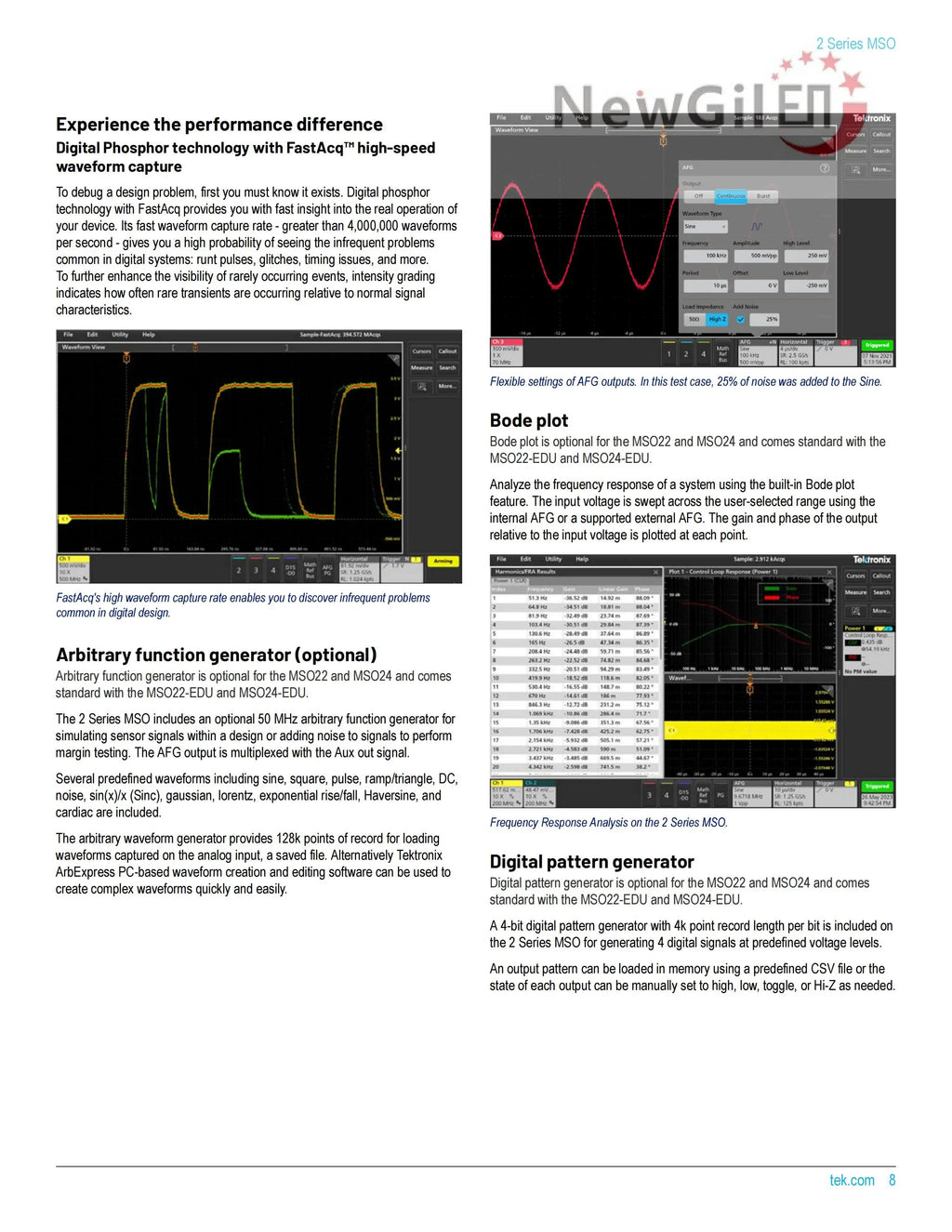 Tektronix MSO24 Oscilloscope  MSO24 2-BW-70 MSO24 2-BW-100 MSO24 2-BW-200 MSO24 2-BW-350 MSO24 2-BW-500 Bandwidth 200MHz 500 MHz
