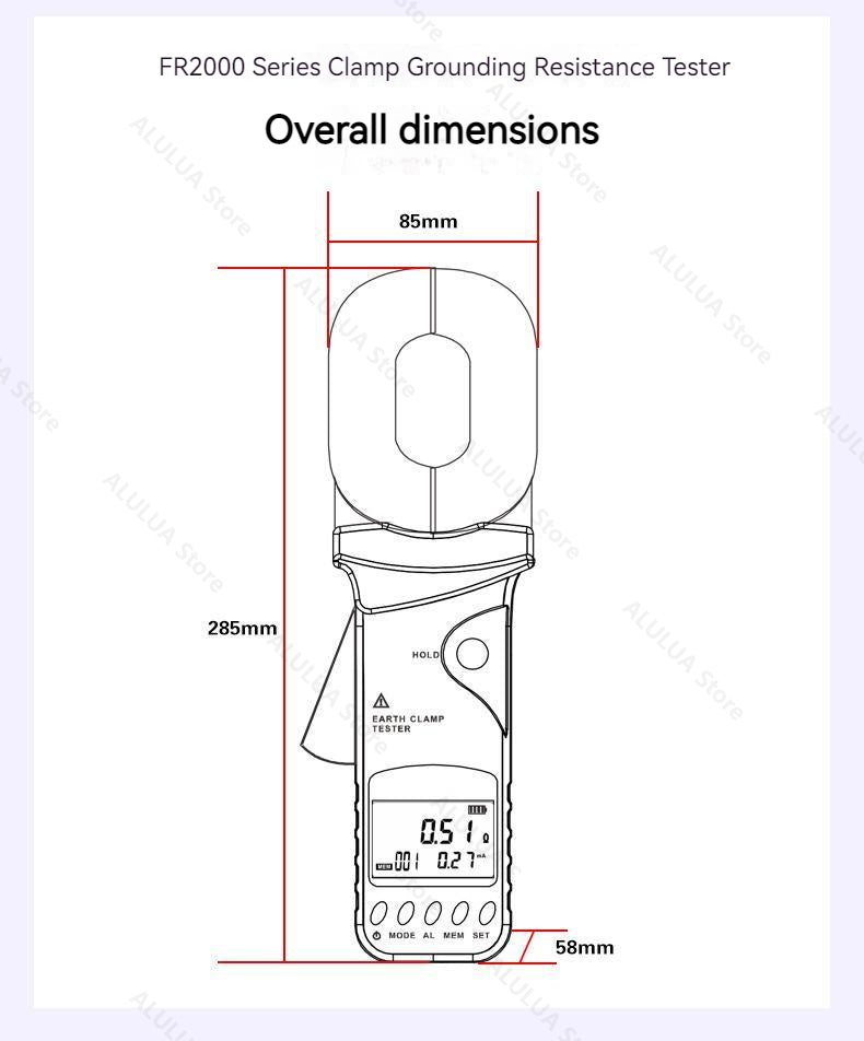 FR2000C  Multifunction Ground Earth Resistance Meter  0-1200Ω Current Tester 0.00mA-20A Loop Non Contact Detecter 300 Group Save