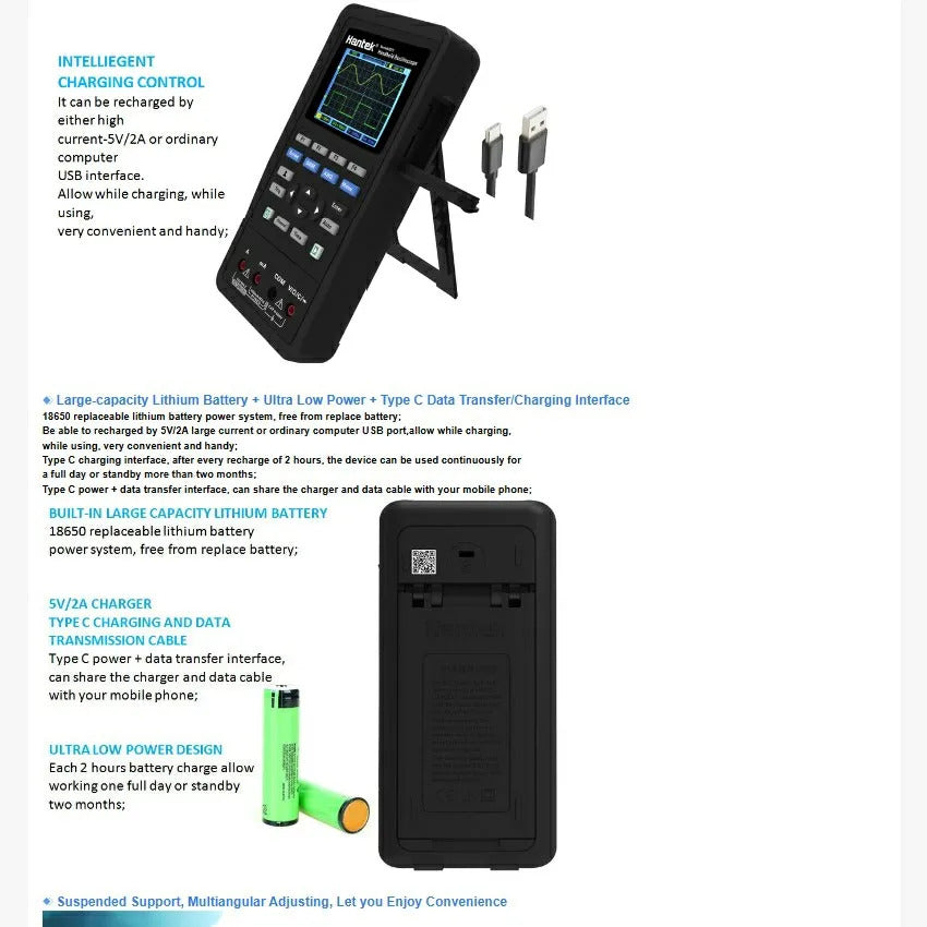 Hantek Oscilloscope + Source + Multimeter: One machine multi-purpose 2C42 handheld oscilloscope