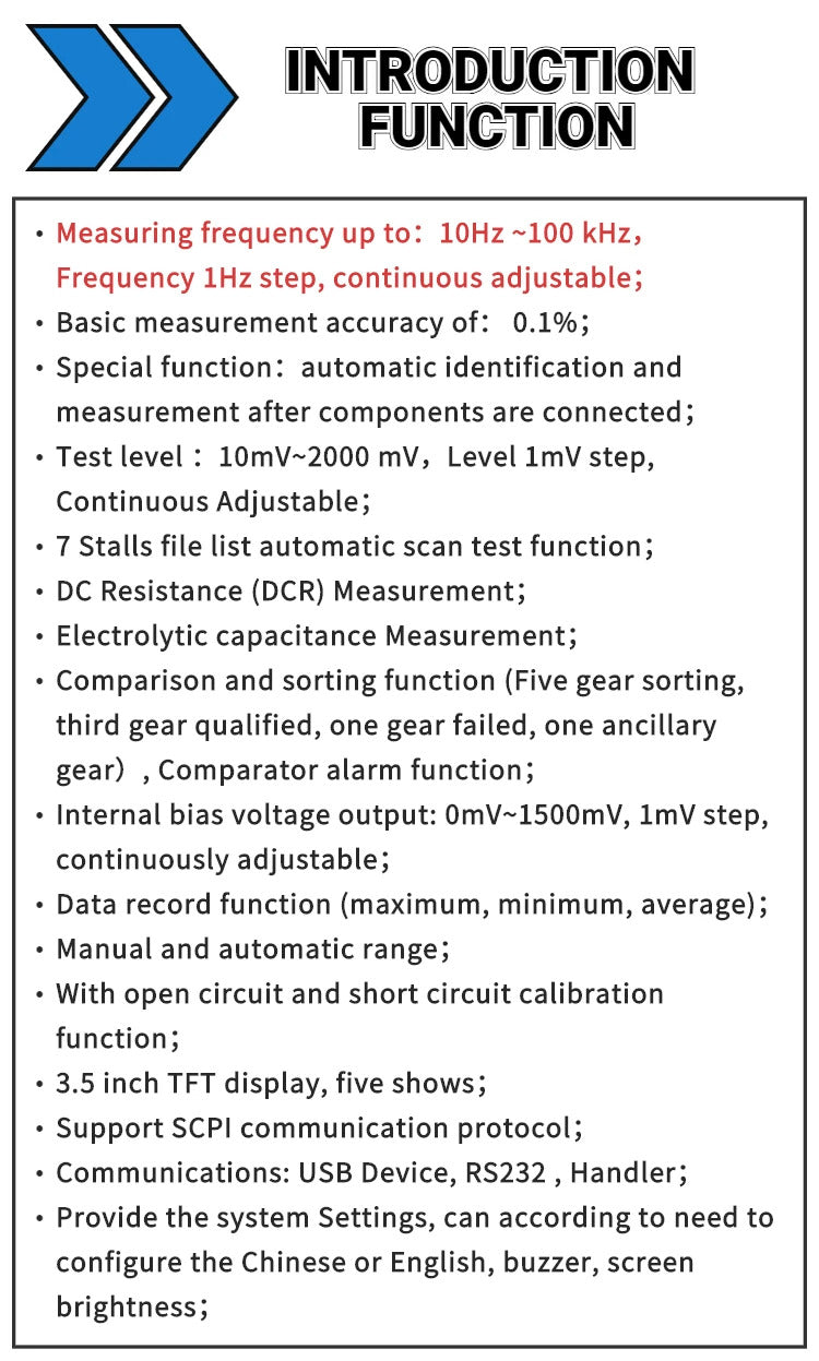 East Tester Benchtop LCR Meter Precision Digital Lab Tester for Apacitance Ground Insulation Resistance Inductance Accuracy 0.1%