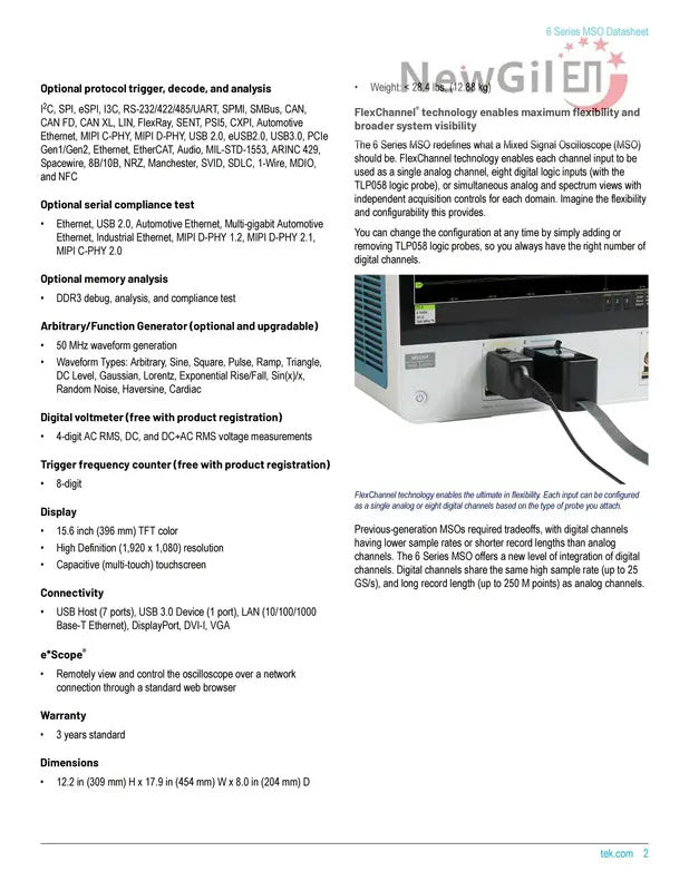 Tektronix MSO64B MSO66B MSO68B 6-BW-1000 1 GHz 10GHz , 4 6 8 Channel, Up to 50 GS/s Mixed Signal Oscilloscope