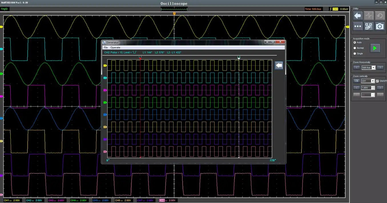 Hantek Oscilloscope Hantek1008A/1008B/1008C PC/USB virtual Oscilloscope 8CH Automotive Diagnostic Auto Scope/DAQ Generator