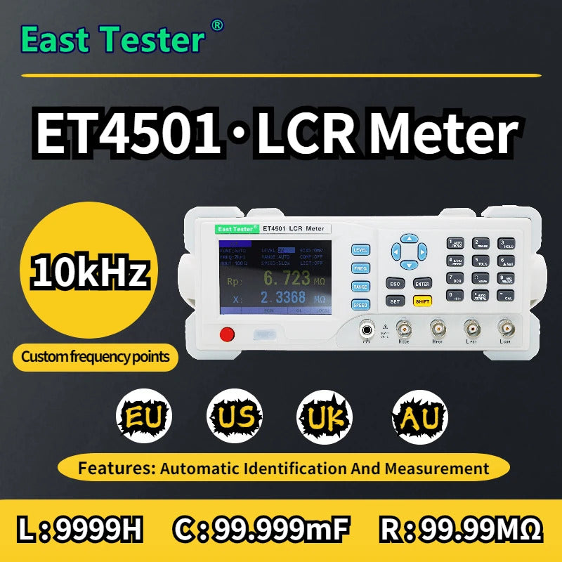 East Tester Benchtop LCR Meter Precision Digital Lab Tester for Apacitance Ground Insulation Resistance Inductance Accuracy 0.1%