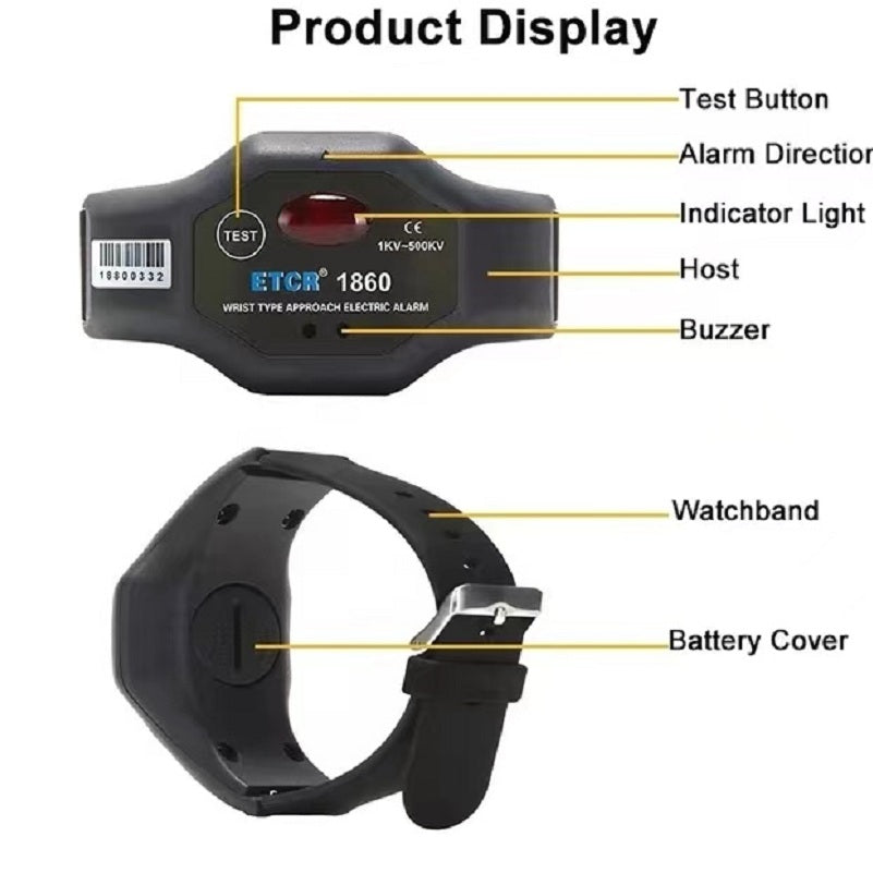 ETCR1860 Auto Wrist Type High Voltage Alarm Device SCM Non-contact Induction Technology Ensure High Voltage IP54 ETCR1860C