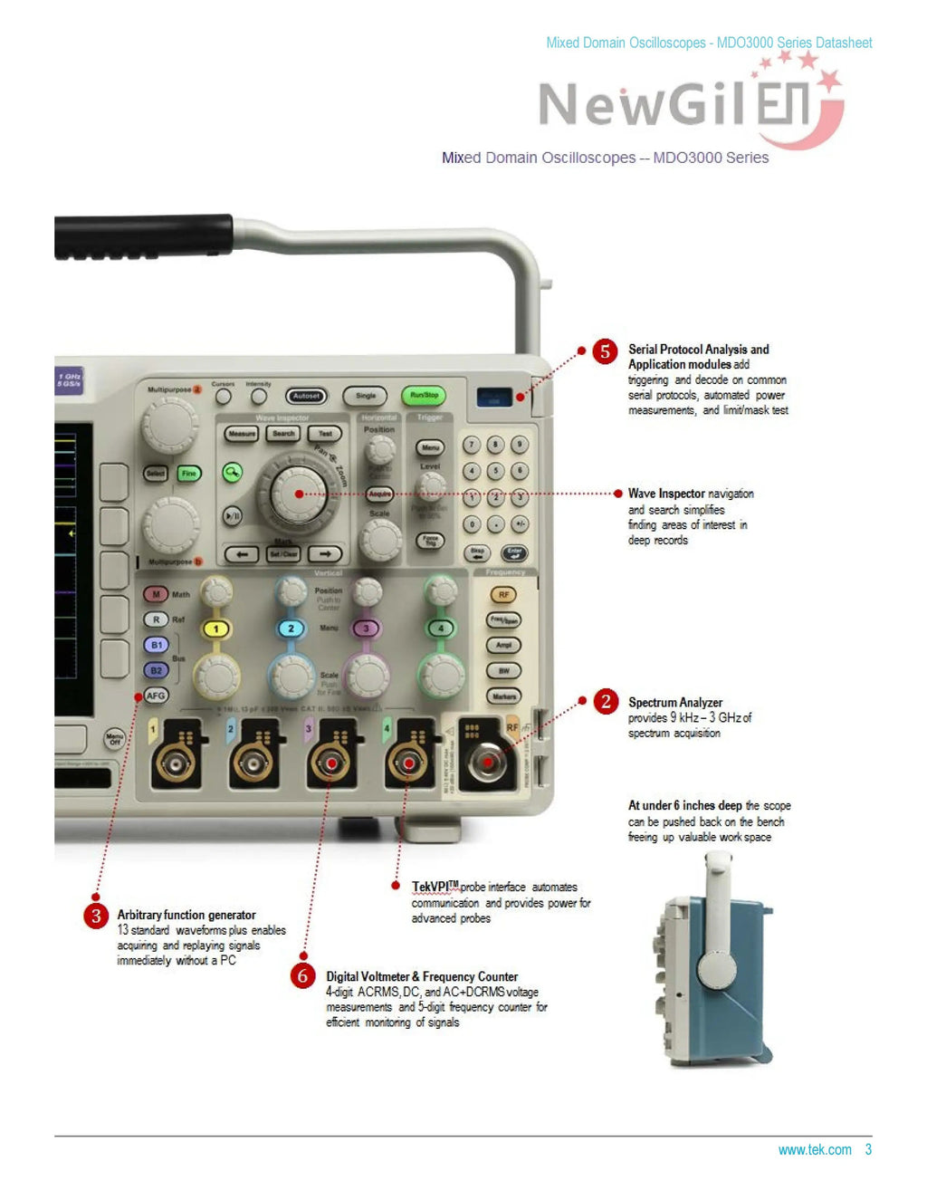 Tektronix MDO3014 MDO3024 MDO3022 MDO3032 MDO3052 MDO3034 MDO3102 MDO3054 MDO3104 500 MHz 1GHz Oscilloscope