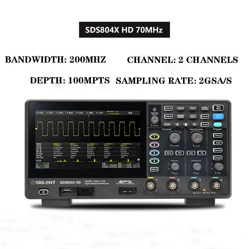 Siglent  SDS802X  SDS804X  SDS814X  SDS824X   70MHz HD 4Channels Digital Oscilloscope Bandwidth  Oscilloscope Tester Tools